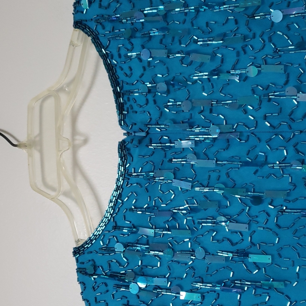 Vintage silk and beaded/sequined mini‎ dress - Picture 12 of 14